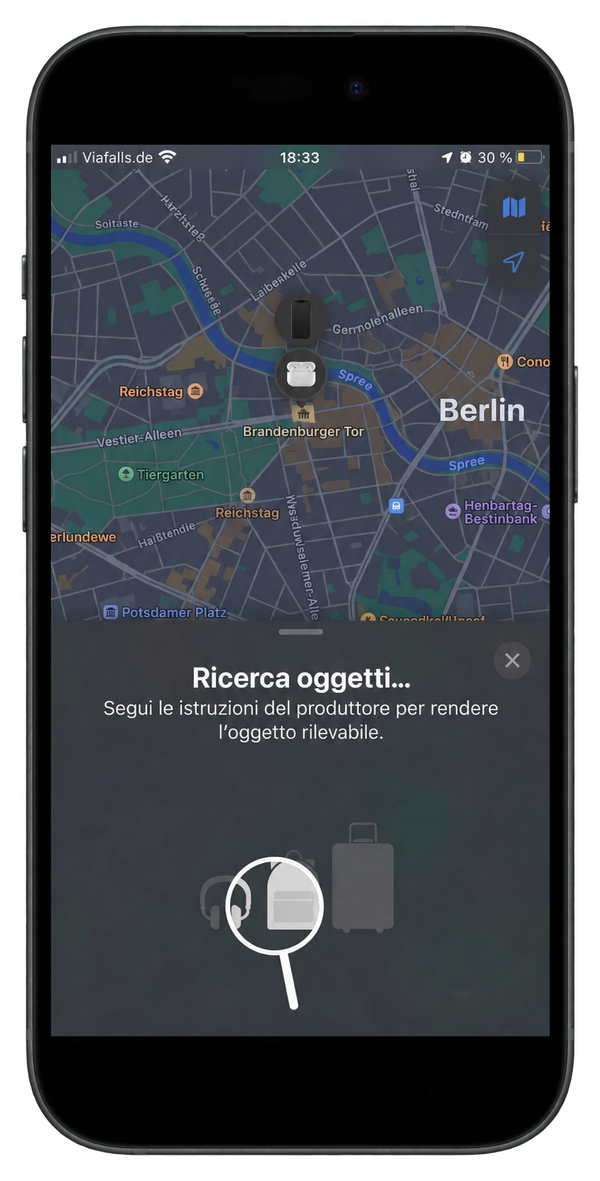 Configurazione di WAYYPINN in Apple Dov’è, schermata in italiano